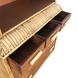 1930s Restored Art Deco Rattan Dresser/Bookcase Waterfall Hutch