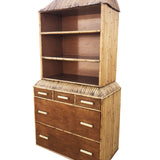 1930s Restored Art Deco Rattan Dresser/Bookcase Waterfall Hutch