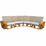 Frankl Style 6-Strand Square Pretzel Rattan Corner Sectional Sofa
