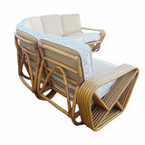 Frankl Style 6-Strand Square Pretzel Rattan Corner Sectional Sofa