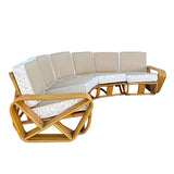 Frankl Style 6-Strand Square Pretzel Rattan Corner Sectional Sofa