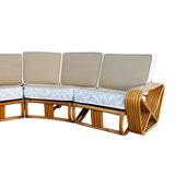 Frankl Style 6-Strand Square Pretzel Rattan Corner Sectional Sofa