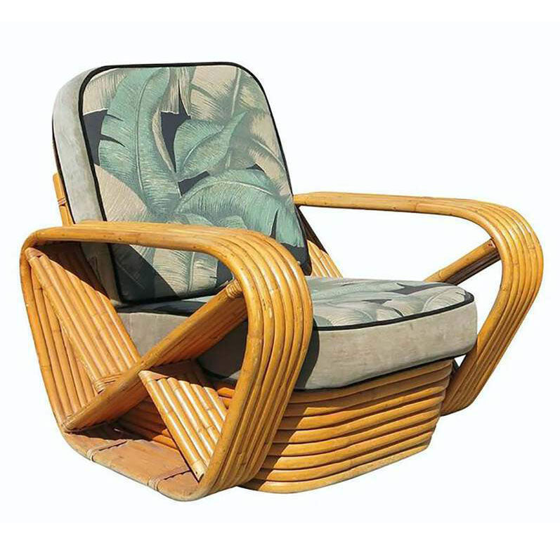 Paul Frank Style Six-Strand Square Pretzel Rattan Lounge Chair