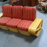 Paul Frankl Style 10 Strand Square Pretzel Rattan 3-seater Sectional Sofa 2