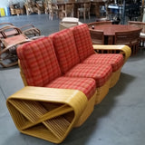 Paul Frankl Style 10 Strand Square Pretzel Rattan 3-seater Sectional Sofa 2
