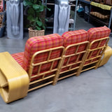 Paul Frankl Style 10 Strand Square Pretzel Rattan 3-seater Sectional Sofa 2