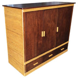 Rattan & Mahogany TV Stereo Cabinet With Component Rack