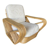 Paul Frank Style Six-Strand Square Pretzel Rattan Lounge Chair with Ottoman