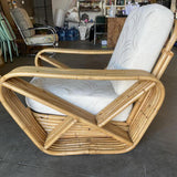 Paul Frank Style Six-Strand Square Pretzel Rattan Lounge Chair with Ottoman