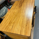 Rattan and Mahogany Desk with Stacked Rattan Sides