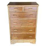 Mid-century Stacked Rattan & Mahogany Highboy Dresser by Kane Kraft