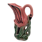 Mid-century Pink & Green Flamingo Tropical Water Pitcher by Royal Copley