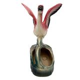 Mid-century California Pottery Ceramic Pink Open Wing Flamingo Table Planter