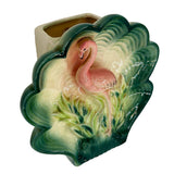 Rare Japanese Mid-century Tropical Calm Shell Flamingo Flower Wall Planter