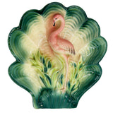 Rare Japanese Mid-century Tropical Calm Shell Flamingo Flower Wall Planter