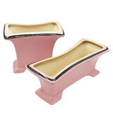 Mid-century Pink & Black California Pottery Modernist Indoor Planter Set