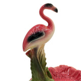 Mid Century Pink and Green Flamingo Ceramic Figurine in Flamingo Pool Ring Tray