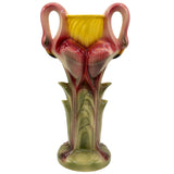 Early Art Deco California Pottery Ceramic Tropical  Flamingo Flower Vase