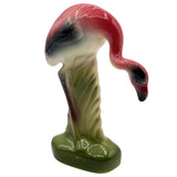 MCM California Pottery Ceramic Flamingo Figurine Set w/ Tropical Pond Tray
