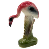 MCM California Pottery Ceramic Flamingo Figurine Set w/ Tropical Pond Tray