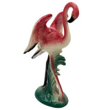 Mid-century Ceramic Flamingo Figurine Set in Tropical Pond Tray by Maddux