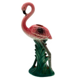 Mid-century Ceramic Flamingo Figurine Set in Tropical Pond Tray by Maddux