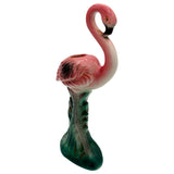 Mid-century Ceramic Flamingo Figurine Set in Tropical Pond Tray by Maddux