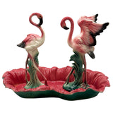 MCM Ceramic Flamingo Open Wing Figurine Set in Tropical Pond Tray by Maddux