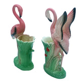 Main Product Image Mid-century "Lovers" Pink Flamingo Ceramic Tabletop Vase Set By Leftons