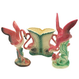 Mid-century Ceramic Flamingo Figurine & Vase Set by Maddux & Leftons