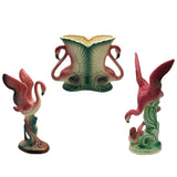 Mid-century Ceramic Flamingo Figurine & Vase Set by Maddux & Leftons
