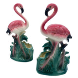 Mid-century "Lovers" Ceramic Pink Flamingo Flower Table Planter Set, California