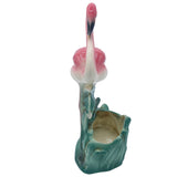 Mid-century "Lovers" Ceramic Pink Flamingo Flower Table Planter Set, California