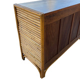 Stacked Rattan Credenza TV Stand w/ Mahogany Top