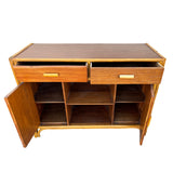 Stacked Rattan Credenza TV Stand w/ Mahogany Top