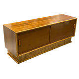 Frankl Style Mahogany Credenza w/ Stacked Rattan Base