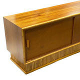 Frankl Style Mahogany Credenza w/ Stacked Rattan Base