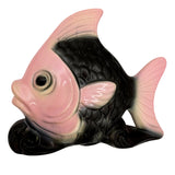 Mid-century California Pottery Pink & Black Ceramic Angel Fish Pocket Planter