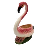 Mid-century Ceramic Pink Flamingo Flower Table Planter, California