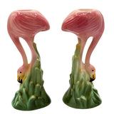 1987 Ceramic Flamingo Tropical Candle Holder Pair by Ronnie's Ceramic Company