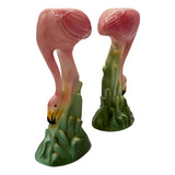 1987 Ceramic Flamingo Tropical Candle Holder Pair by Ronnie's Ceramic Company