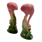 1987 Ceramic Flamingo Tropical Candle Holder Pair by Ronnie's Ceramic Company