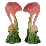 1987 Ceramic Flamingo Tropical Candle Holder Pair by Ronnie's Ceramic Company