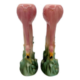 1987 Ceramic Flamingo Tropical Candle Holder Pair by Ronnie's Ceramic Company