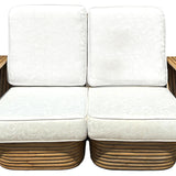 Paul Frank Style Rattan 5-Strand Square Pretzel Setional Settee Sofa