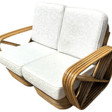 Paul Frank Style Rattan 5-Strand Square Pretzel Setional Settee Sofa