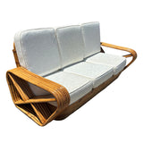 Paul Frank Style Rattan Six Strand Square Pretzel 3-seat Sofa