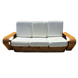 Paul Frank Style Rattan Six Strand Square Pretzel 3-seat Sofa