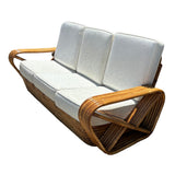 Paul Frank Style Rattan Six Strand Square Pretzel 3-seat Sofa