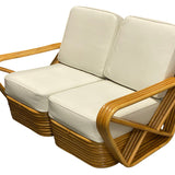 Frankl Style Four-Strand Square Pretzel Rattan Sectional Settee